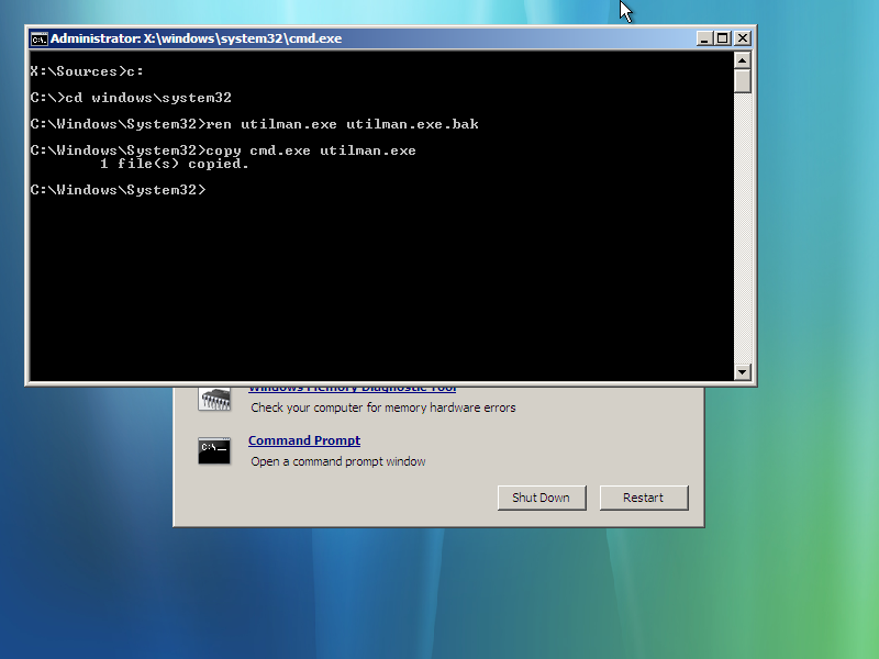 x windows system32 commands
